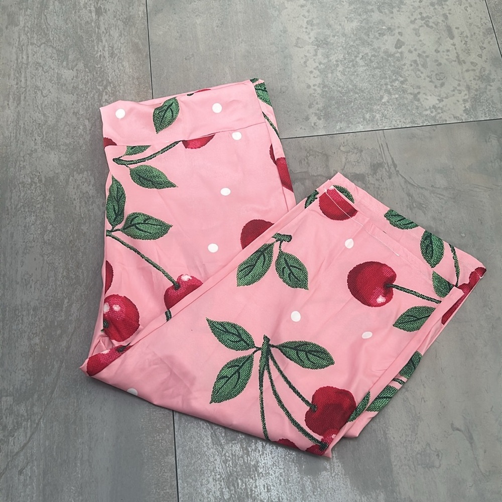 Cherry Print Oversized Overalls
